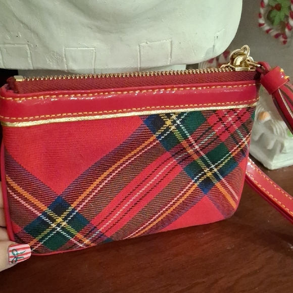 Dooney & Bourke Red and Green Plaid Wristlet - Picture 6 of 7